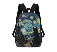 sinyumoney Backpacks Kids School Backpack Starry Cat School Bag 3D Printed School Bag for Boys Elementary And Middle School Students 17inch