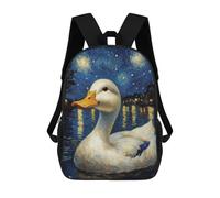 sinyumoney Backpacks Kids School Backpack Starry Night Duck School Bag 3D Printed School Bag for Boys Elementary And Middle School Students 17inch