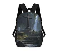 sinyumoney Backpacks Kids School Backpack Stone Cross in Forest School Bag 3D Printed School Bag for Boys Elementary And Middle School Students 17inch