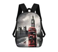 sinyumoney Backpacks Kids School Backpack Street Art London School Bag 3D Printed School Bag for Boys Elementary And Middle School Students 17inch
