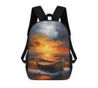 sinyumoney Backpacks Kids School Backpack Sunset Waves Boat Sea School Bag 3D Printed School Bag for Boys Elementary And Middle School Students 17inch