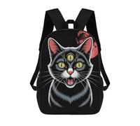 sinyumoney Backpacks Kids School Backpack Three-Eyed Cat with Red Moon School Bag 3D Printed School Bag for Boys Elementary And Middle School Students 17inch