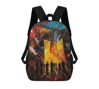sinyumoney Backpacks Kids School Backpack Urban Inferno - Expressionist Cityscape in Chaos School Bag 3D Printed School Bag for Boys Elementary And Middle School Students 17inch