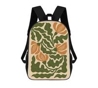 sinyumoney Backpacks Kids School Backpack Vibrant Orange Floral Illustration - Modern Botanical Wall Art Print School Bag 3D Printed School Bag for Boys Elementary And Middle School Students 17inch