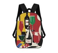 sinyumoney Backpacks Kids School Backpack Vigne De Cristal Wine Art School Bag 3D Printed School Bag for Boys Elementary And Middle School Students 17inch