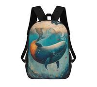 sinyumoney Backpacks Kids School Backpack Whale Pretty School Bag 3D Printed School Bag for Boys Elementary And Middle School Students 17inch