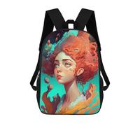 sinyumoney Backpacks Kids School Backpack Whimsical Fire Spirit Portrait School Bag 3D Printed School Bag for Boys Elementary And Middle School Students 17inch