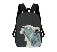 sinyumoney Backpacks Kids School Backpack White Lion Portrait School Bag 3D Printed School Bag for Boys Elementary And Middle School Students 17inch