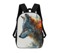 sinyumoney Backpacks Kids School Backpack Wolf Watercolor Painting School Bag 3D Printed School Bag for Boys Elementary And Middle School Students 17inch