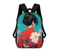 sinyumoney Backpacks Kids School Backpack Woman in Red Kimono School Bag 3D Printed School Bag for Boys Elementary And Middle School Students 17inch
