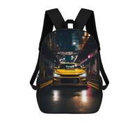 sinyumoney Backpacks Kids School Backpack Yellow Tuning Car School Bag 3D Printed School Bag for Boys Elementary And Middle School Students 17inch