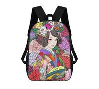 sinyumoney Backpacks Kimono Ukiyoe Zen Pop Art Kids School Backpack School Bag 3D Printed School Bags for Boys Elementary And Middle School Students 17inch