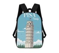 sinyumoney Backpacks Leaning Tower of Pisa Kids School Backpack School Bag 3D Printed School Bags for Boys Elementary And Middle School Students 17inch