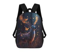 sinyumoney Backpacks Magic Butterfly Deer Dream Kids School Backpack School Bag 3D Printed School Bags for Boys Elementary And Middle School Students 17inch