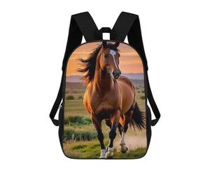 sinyumoney Backpacks Majestic Horse Galloping at Sunset Kids School Backpack School Bag 3D Printed School Bags for Boys Elementary And Middle School Students 17inch