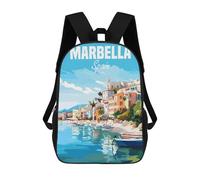 sinyumoney Backpacks Marbella Spain Travel Kids School Backpack School Bag 3D Printed School Bags for Boys Elementary And Middle School Students 17inch