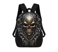 sinyumoney Backpacks Metallic Skull Artwork Kids School Backpack School Bag 3D Printed School Bags for Boys Elementary And Middle School Students 17inch