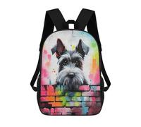 sinyumoney Backpacks Miniature Schnauzer Bricks Kids School Backpack School Bag 3D Printed School Bags for Boys Elementary And Middle School Students 17inch