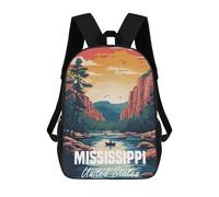 sinyumoney Backpacks Mississippi River Landscape Kids School Backpack School Bag 3D Printed School Bags for Boys Elementary And Middle School Students 17inch