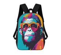 sinyumoney Backpacks Monkey Pop Art Kids School Backpack School Bag 3D Printed School Bags for Boys Elementary And Middle School Students 17inch