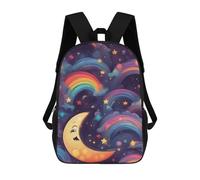 sinyumoney Backpacks Moon And Rainbow Kids School Backpack School Bag 3D Printed School Bags for Boys Elementary And Middle School Students 17inch