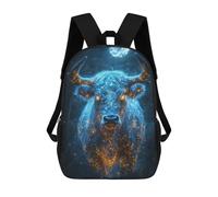 sinyumoney Backpacks Mystical Bull Kids School Backpack School Bag 3D Printed School Bags for Boys Elementary And Middle School Students 17inch