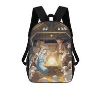sinyumoney Backpacks Nativity Scene with Mary, Joseph, And Animals Kids School Backpack School Bag 3D Printed School Bags for Boys Elementary And Middle School Students 17inch