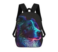 sinyumoney Backpacks Neon Dog Portrait-2 Kids School Backpack School Bag 3D Printed School Bags for Boys Elementary And Middle School Students 17inch