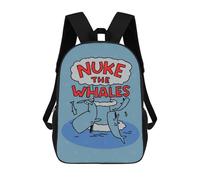 sinyumoney Backpacks Nuke The Whales Cartoon Kids School Backpack School Bag 3D Printed School Bags for Boys Elementary And Middle School Students 17inch