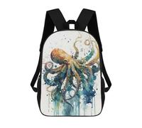 sinyumoney Backpacks Octopus in Watercolor Kids School Backpack School Bag 3D Printed School Bags for Boys Elementary And Middle School Students 17inch