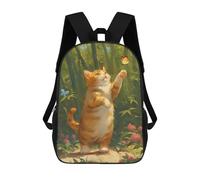 sinyumoney Backpacks Orange Cat And Butterfly in Garden Kids School Backpack School Bag 3D Printed School Bags for Boys Elementary And Middle School Students 17inch