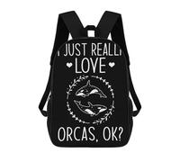 sinyumoney Backpacks Orca Love Kids School Backpack School Bag 3D Printed School Bags for Boys Elementary And Middle School Students 17inch