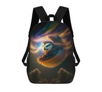 sinyumoney Backpacks Owl in Cosmic Flight Kids School Backpack School Bag 3D Printed School Bags for Boys Elementary And Middle School Students 17inch