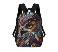 sinyumoney Backpacks Owls Vision Stained Glass Kids School Backpack School Bag 3D Printed School Bags for Boys Elementary And Middle School Students 17inch