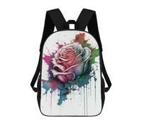 sinyumoney Backpacks Painted Rose Art Print Kids School Backpack School Bag 3D Printed School Bags for Boys Elementary And Middle School Students 17inch