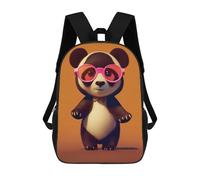 sinyumoney Backpacks Panda with Pink Glasses Kids School Backpack School Bag 3D Printed School Bags for Boys Elementary And Middle School Students 17inch