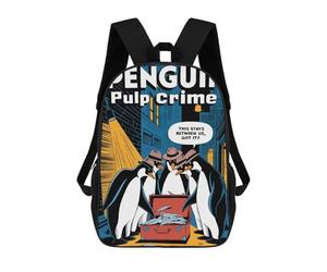 sinyumoney Backpacks Penguin Pulp Crime Comic Kids School Backpack School Bag 3D Printed School Bags for Boys Elementary And Middle School Students 17inch