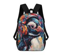 sinyumoney Backpacks Penguin with Headphones Kids School Backpack School Bag 3D Printed School Bags for Boys Elementary And Middle School Students 17inch