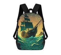 sinyumoney Backpacks Pirate Ship Kids School Backpack School Bag 3D Printed School Bags for Boys Elementary And Middle School Students 17inch