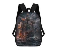 sinyumoney Backpacks Pirate Ship Storm Kids School Backpack School Bag 3D Printed School Bags for Boys Elementary And Middle School Students 17inch