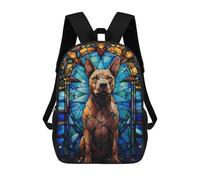 sinyumoney Backpacks Pit Bull Dog Stained Glass Kids School Backpack School Bag 3D Printed School Bags for Boys Elementary And Middle School Students 17inch