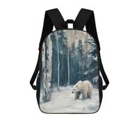 sinyumoney Backpacks Polar Bear in Winter Forest Painting Kids School Backpack School Bag 3D Printed School Bags for Boys Elementary And Middle School Students 17inch