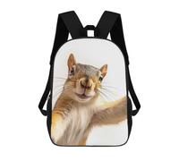 sinyumoney Backpacks Quirky Squirrel Taking Selfie - Cute Wall Art Kids School Backpack School Bag 3D Printed School Bags for Boys Elementary And Middle School Students 17inch
