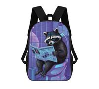 sinyumoney Backpacks Raccoon Reading on Toilet Kids School Backpack School Bag 3D Printed School Bags for Boys Elementary And Middle School Students 17inch