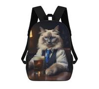 sinyumoney Backpacks Ragdoll Cat in The Pub Kids School Backpack School Bag 3D Printed School Bags for Boys Elementary And Middle School Students 17inch