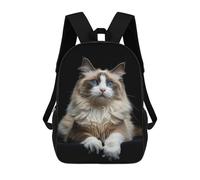 sinyumoney Backpacks Ragdoll Kids School Backpack School Bag 3D Printed School Bags for Boys Elementary And Middle School Students 17inch