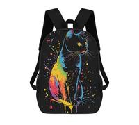sinyumoney Backpacks Rainbow Cat Art Kids School Backpack School Bag 3D Printed School Bags for Boys Elementary And Middle School Students 17inch