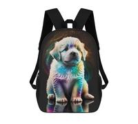 sinyumoney Backpacks Rainbow Pup Portrait Kids School Backpack School Bag 3D Printed School Bags for Boys Elementary And Middle School Students 17inch