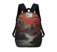 sinyumoney Backpacks Red Moon Japan Kids School Backpack School Bag 3D Printed School Bags for Boys Elementary And Middle School Students 17inch