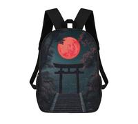 sinyumoney Backpacks Red Moon Torii Gate Kids School Backpack School Bag 3D Printed School Bags for Boys Elementary And Middle School Students 17inch